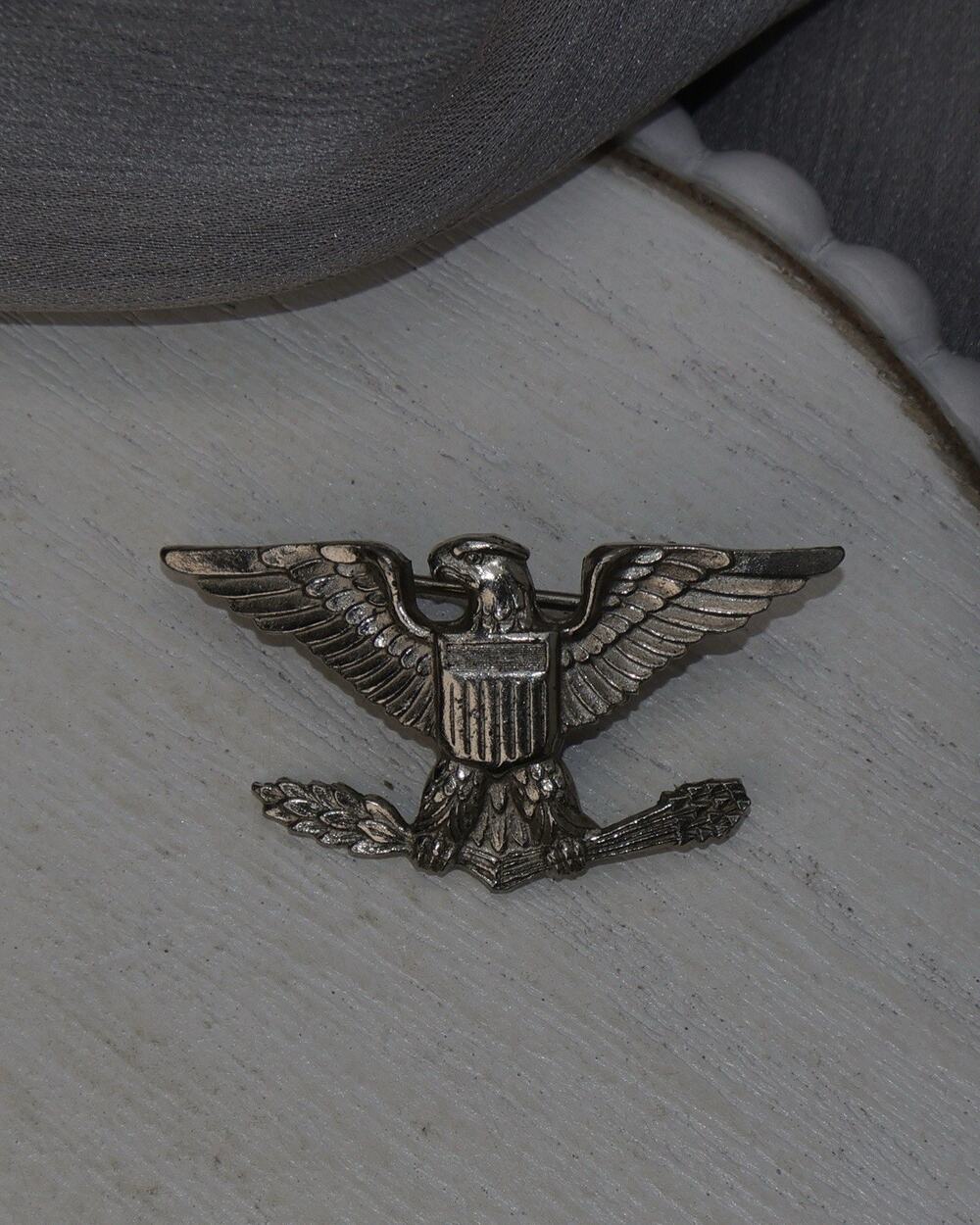 Vintage Us Military Officer Rank Sterling Silver Brooch 5.85G / 0.7in